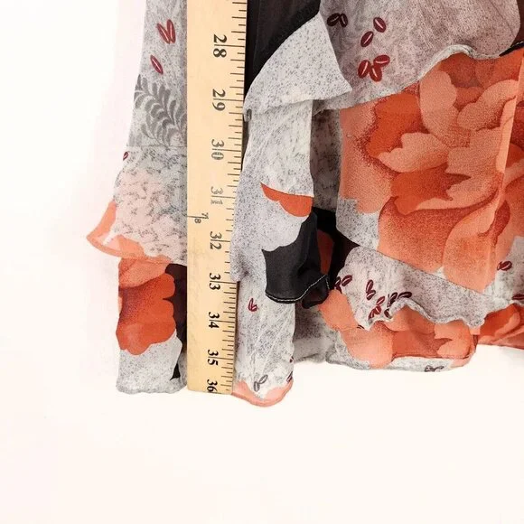 Moulinette Soeurs Anthropologie 100% Silk Dress Sheer Ruffle Floral Size 6 - Picture 7 of 14